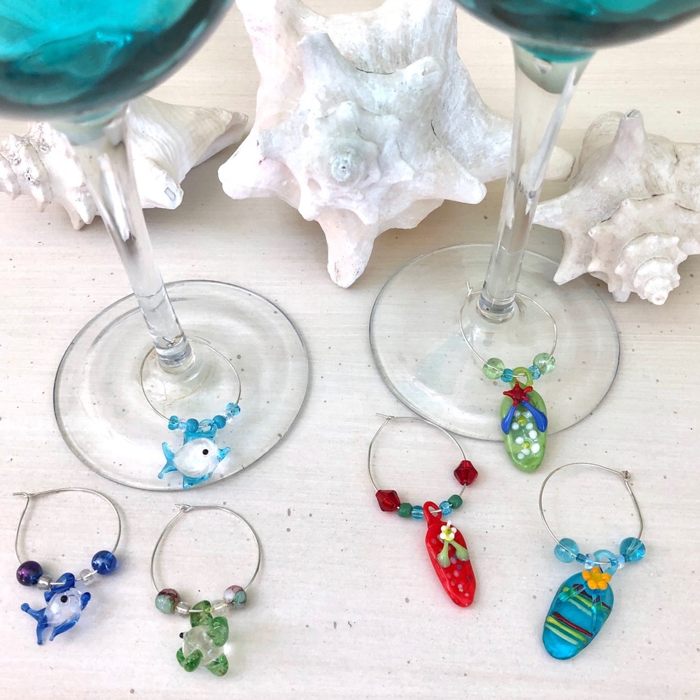 🐠Beach Theme Wine Glass Charms